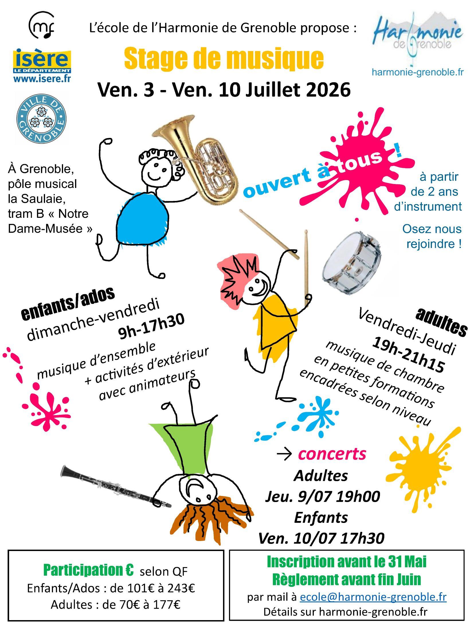 Affiche Stage 2026 harmonie de Grenoble